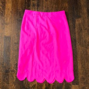 Scalloped pencil skirt. Size M. Hot Neon pink
